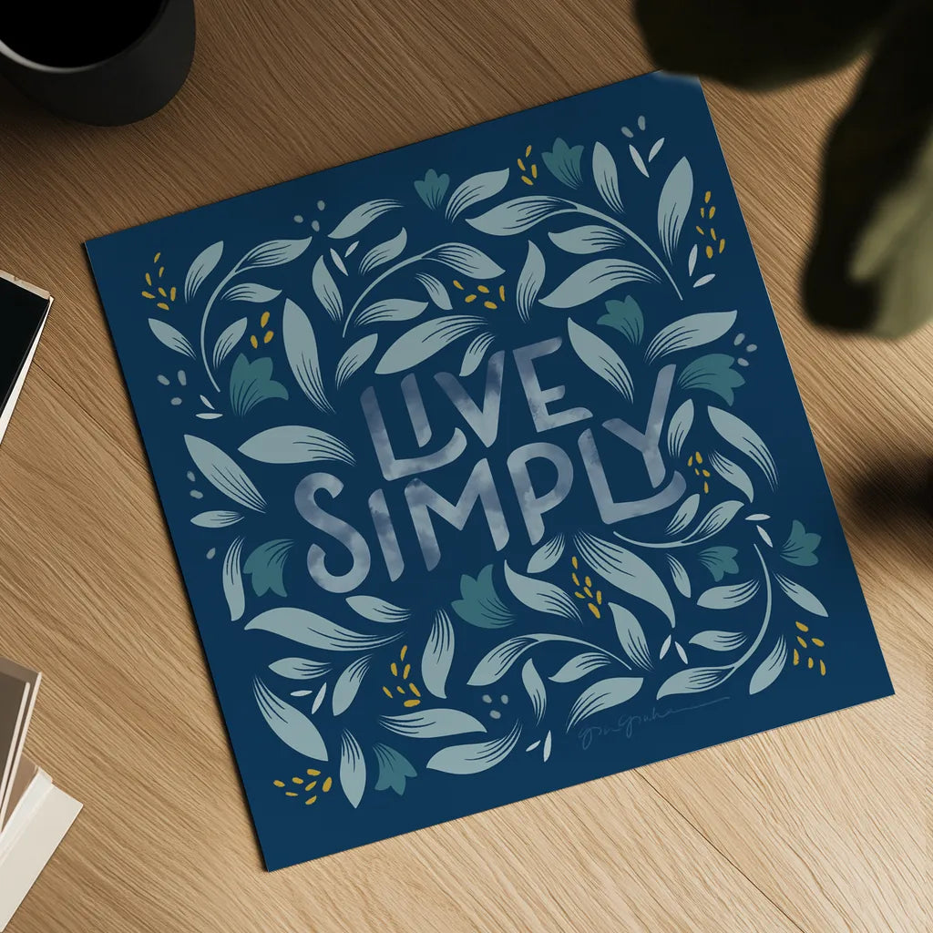 Calm Words I Dark by Gia Graham. Shown as a detailed flat fine art print, highlighting archival giclee quality. Available as an archival giclee rolled canvas, fine art paper, or poster print. SKU 68014a.