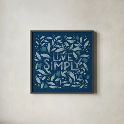 Calm Words I Dark by Gia Graham. Shown in a sleek black glass frame for a contemporary gallery look. Available as an archival giclee rolled canvas, fine art paper, or poster print. SKU 68014a.