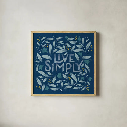 Calm Words I Dark by Gia Graham. Shown in a natural wood glass frame for a timeless modern aesthetic. Available as an archival giclee rolled canvas, fine art paper, or poster print. SKU 68014a.