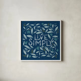 Calm Words I Dark by Gia Graham. Shown in a crisp white glass frame for a clean and minimalist style. Available as an archival giclee rolled canvas, fine art paper, or poster print. SKU 68014a.