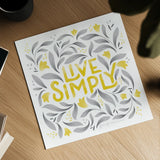 Calm Words I Yellow Gray by Gia Graham. Shown as a detailed flat fine art print, highlighting archival giclee quality. Available as an archival giclee rolled canvas, fine art paper, or poster print. SKU 68681a.