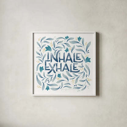 Calm Words II by Gia Graham. Shown in a crisp white glass frame for a clean and minimalist style. Available as an archival giclee rolled canvas, fine art paper, or poster print. SKU 68013a.