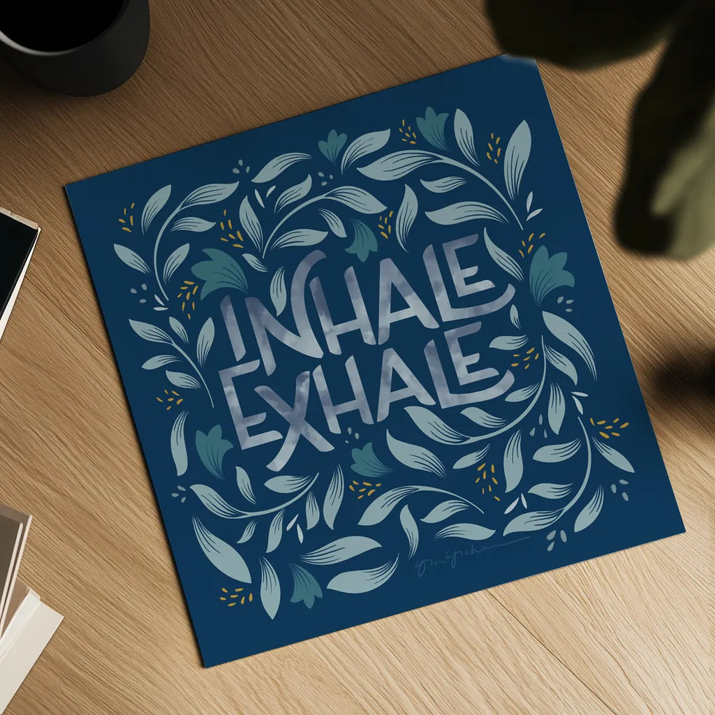 Calm Words II Dark by Gia Graham. Shown as a detailed flat fine art print, highlighting archival giclee quality. Available as an archival giclee rolled canvas, fine art paper, or poster print. SKU 68015a.