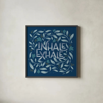 Calm Words II Dark by Gia Graham. Shown in a sleek black glass frame for a contemporary gallery look. Available as an archival giclee rolled canvas, fine art paper, or poster print. SKU 68015a.