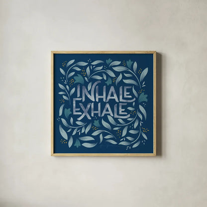 Calm Words II Dark by Gia Graham. Shown in a natural wood glass frame for a timeless modern aesthetic. Available as an archival giclee rolled canvas, fine art paper, or poster print. SKU 68015a.