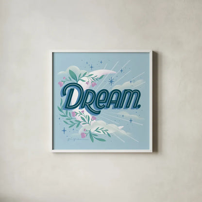 Celestial Dreams I by Gia Graham. Shown in a crisp white glass frame for a clean and minimalist style. Available as an archival giclee rolled canvas, fine art paper, or poster print. SKU 92929a.