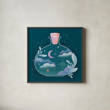 Celestial Dreams III by Gia Graham. Shown in a sleek black glass frame for a contemporary gallery look. Available as an archival giclee rolled canvas, fine art paper, or poster print. SKU 92931a.
