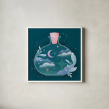 Celestial Dreams III by Gia Graham. Shown in a crisp white glass frame for a clean and minimalist style. Available as an archival giclee rolled canvas, fine art paper, or poster print. SKU 92931a.