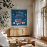 Coffee Chit Chat by Gia Graham. Shown in a natural wood frame in a cozy modern living room. Available as an archival giclee rolled canvas, fine art paper, or poster print. SKU 87435a.