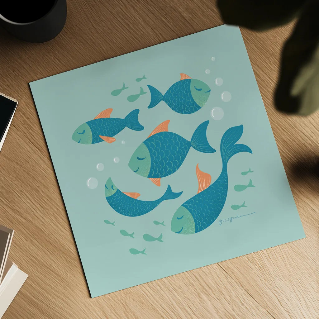 Cool School I by Gia Graham. Shown as a detailed flat fine art print, highlighting archival giclee quality. Available as an archival giclee rolled canvas, fine art paper, or poster print. SKU 82543a.