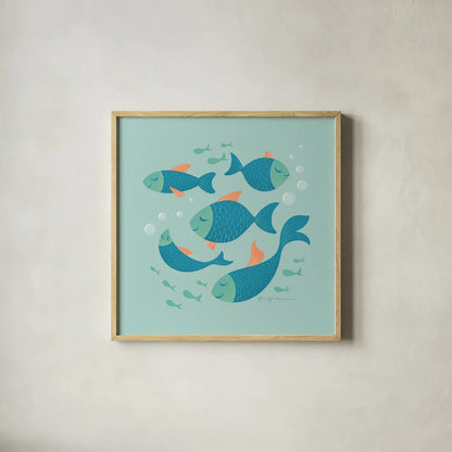 Cool School I by Gia Graham. Shown in a natural wood glass frame for a timeless modern aesthetic. Available as an archival giclee rolled canvas, fine art paper, or poster print. SKU 82543a.