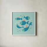 Cool School I by Gia Graham. Shown in a crisp white glass frame for a clean and minimalist style. Available as an archival giclee rolled canvas, fine art paper, or poster print. SKU 82543a.