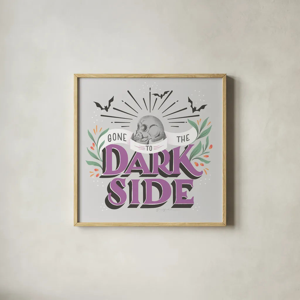 Dark Side II by Gia Graham. Shown in a natural wood glass frame for a timeless modern aesthetic. Available as an archival giclee rolled canvas, fine art paper, or poster print. SKU 81626a.