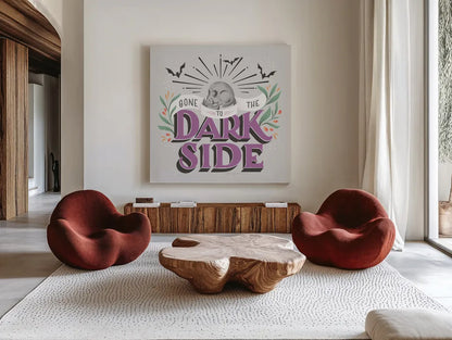 Dark Side II by Gia Graham. Shown as extra-large giant wall art in a modern living room. Available as an archival giclee rolled canvas, fine art paper, or poster print. SKU 81626a.