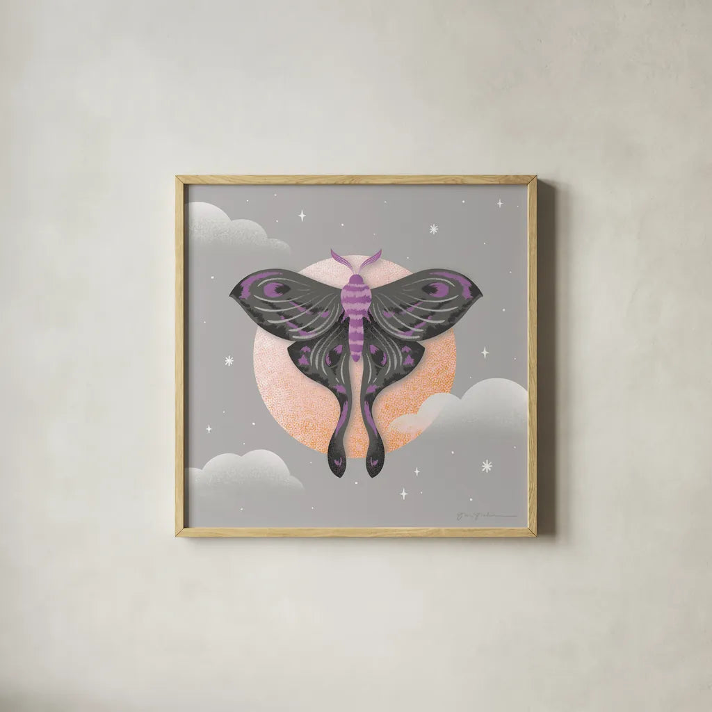 Dark Side III by Gia Graham. Shown in a natural wood glass frame for a timeless modern aesthetic. Available as an archival giclee rolled canvas, fine art paper, or poster print. SKU 81627a.