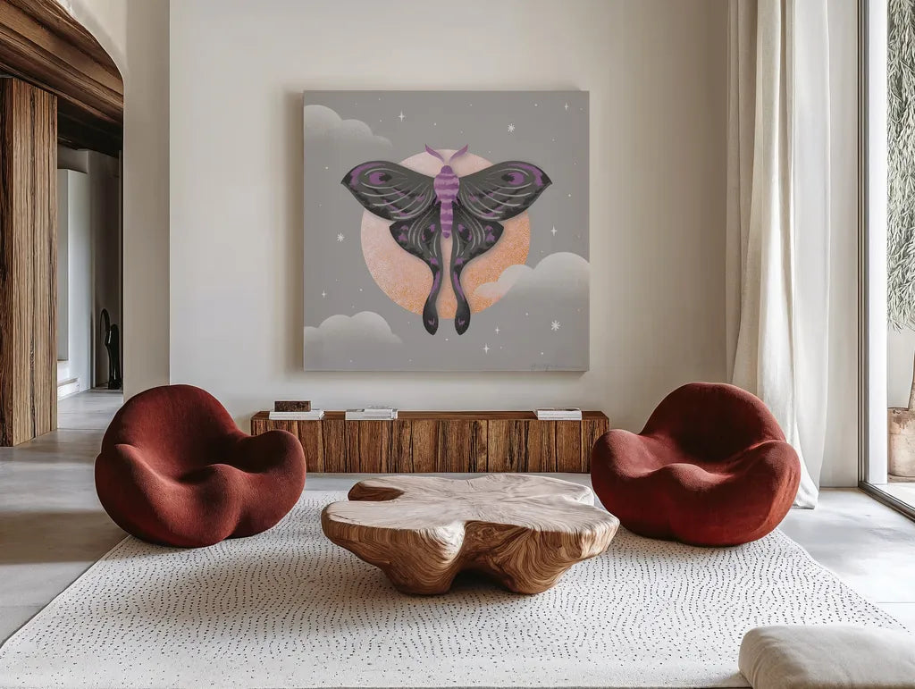 Dark Side III by Gia Graham. Shown as extra-large giant wall art in a modern living room. Available as an archival giclee rolled canvas, fine art paper, or poster print. SKU 81627a.