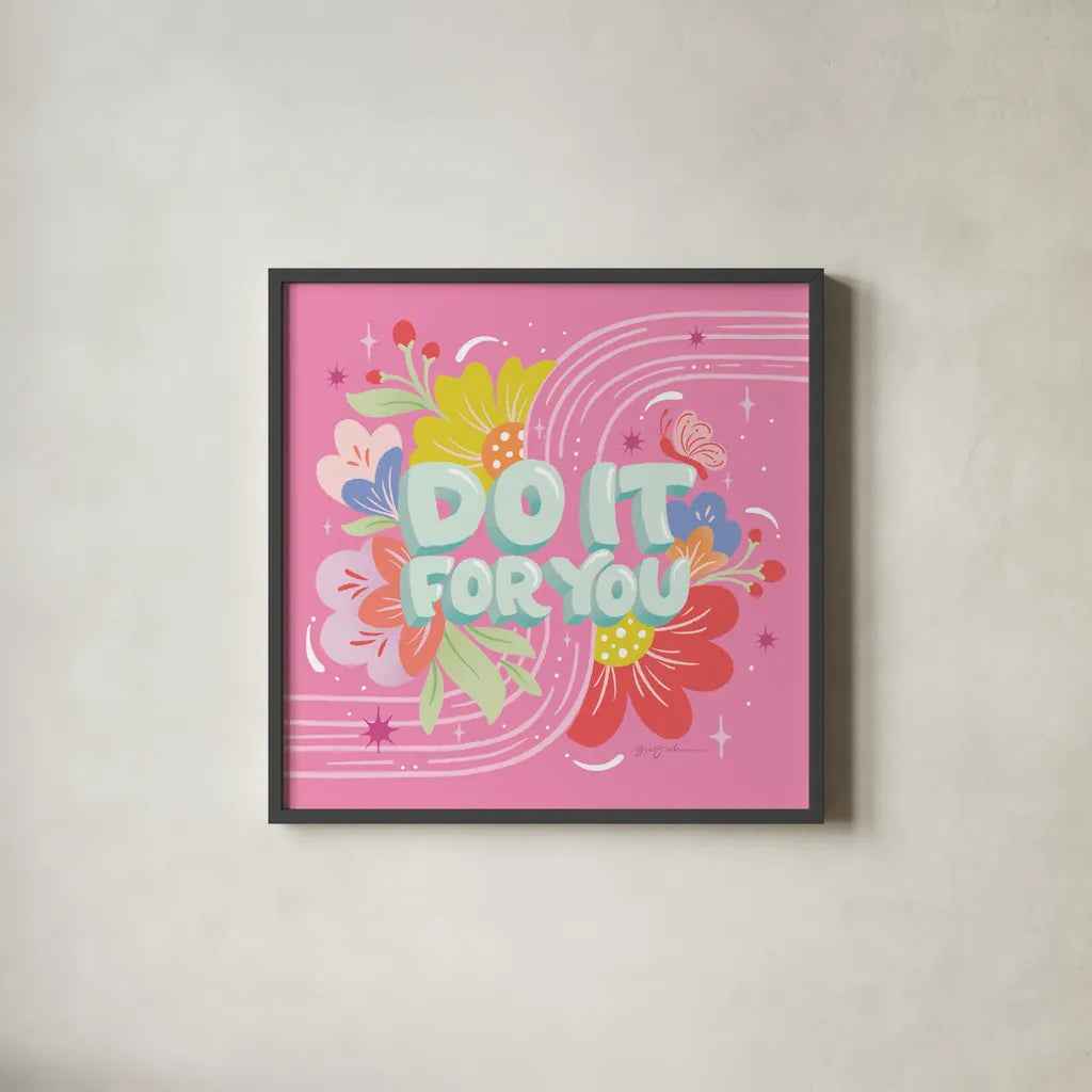 Do It For You I Sq by Gia Graham. Shown in a sleek black glass frame for a contemporary gallery look. Available as an archival giclee rolled canvas, fine art paper, or poster print. SKU 75084a.