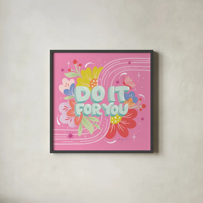 Do It For You I Sq by Gia Graham. Shown in a sleek black glass frame for a contemporary gallery look. Available as an archival giclee rolled canvas, fine art paper, or poster print. SKU 75084a.