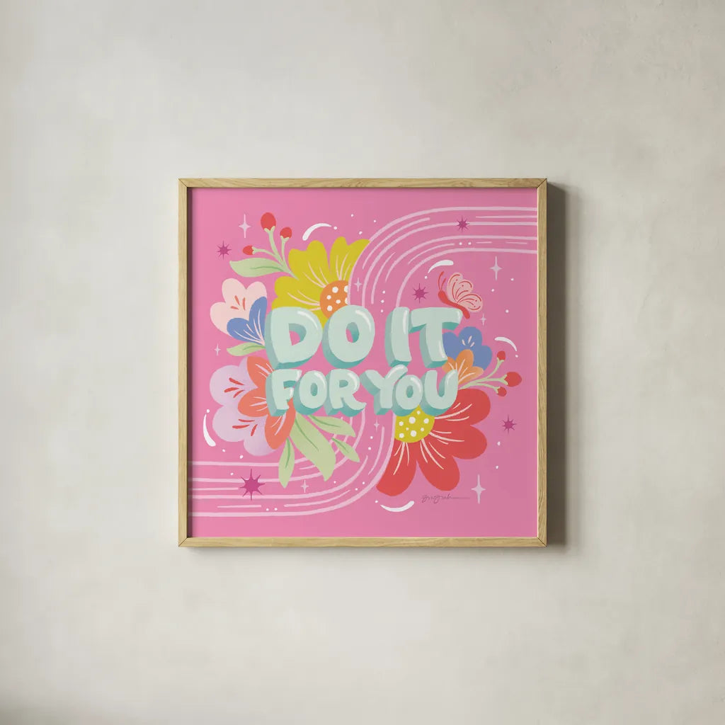 Do It For You I Sq by Gia Graham. Shown in a natural wood glass frame for a timeless modern aesthetic. Available as an archival giclee rolled canvas, fine art paper, or poster print. SKU 75084a.