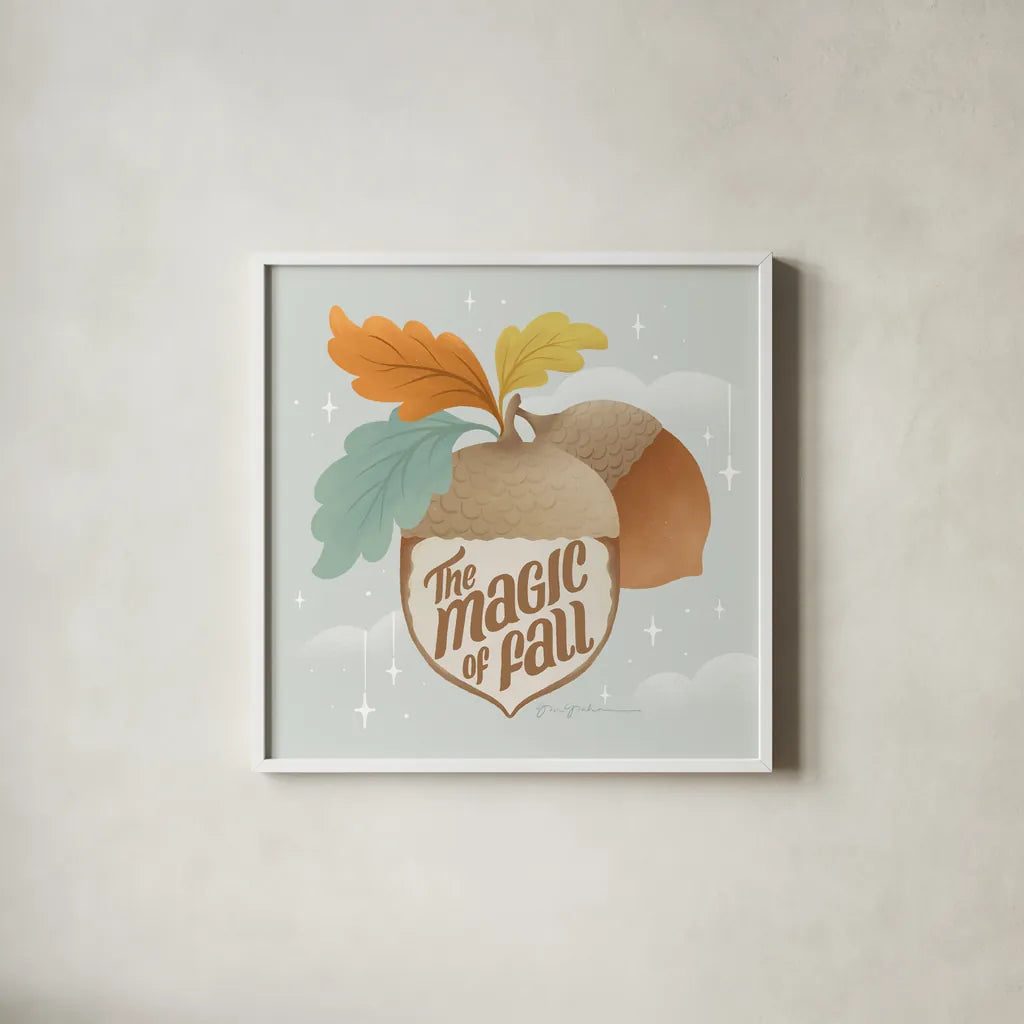 Fall Magic V by Gia Graham. Shown in a crisp white glass frame for a clean and minimalist style. Available as an archival giclee rolled canvas, fine art paper, or poster print. SKU 93627a.