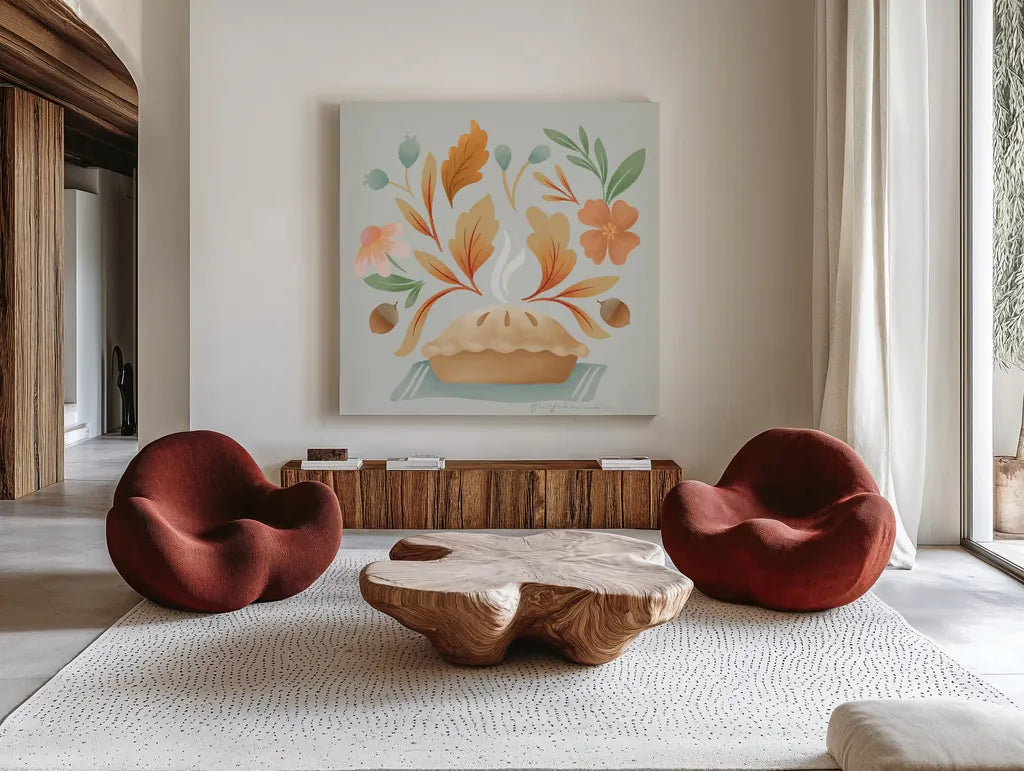 Fall Magic VI by Gia Graham. Shown as extra-large giant wall art in a modern living room. Available as an archival giclee rolled canvas, fine art paper, or poster print. SKU 93628a.