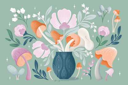 Fantastic Fungi I by Gia Graham. SKU 83681i. Archival Giclee Fine art print for wall decor.