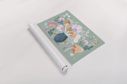 Fantastic Fungi I by Gia Graham. shown as a rolled paper print. Available as archival giclee rolled canvas, fine art paper, or poster print. SKU 83681i.