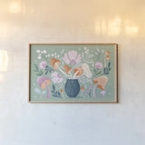 Fantastic Fungi I by Gia Graham. shown as a paper print in a natural frame. Available as a archival giclee rolled canvas, fine art paper, or poster print. SKU 83681i.