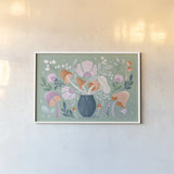 Fantastic Fungi I by Gia Graham. shown as a paper print in a white frame. Available as a archival giclee rolled canvas, fine art paper, or poster print. SKU 83681i.
