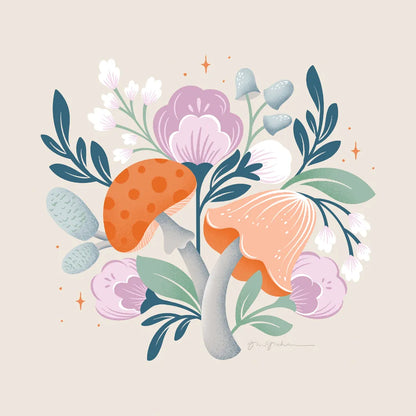 Fantastic Fungi II by Gia Graham. SKU 83682a. Archival Giclee Fine art print for wall decor.