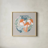 Fantastic Fungi III by Gia Graham. Shown in a natural wood glass frame for a timeless modern aesthetic. Available as an archival giclee rolled canvas, fine art paper, or poster print. SKU 83683a.