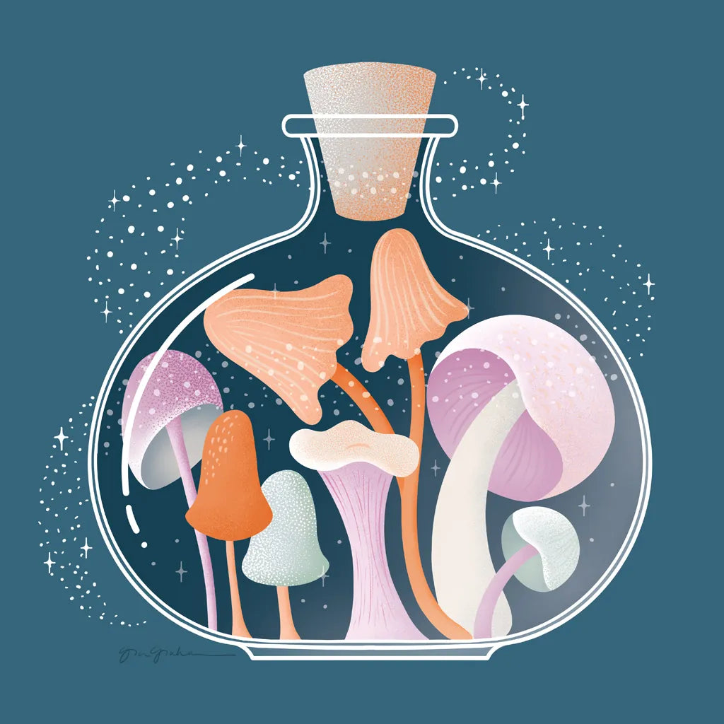 Fantastic Fungi IV by Gia Graham. SKU 83684a. Archival Giclee Fine art print for wall decor.