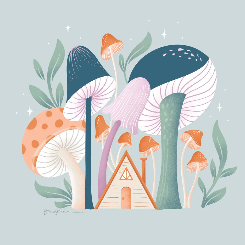 Fantastic Fungi VI by Gia Graham. SKU 83686a. Archival Giclee Fine art print for wall decor.
