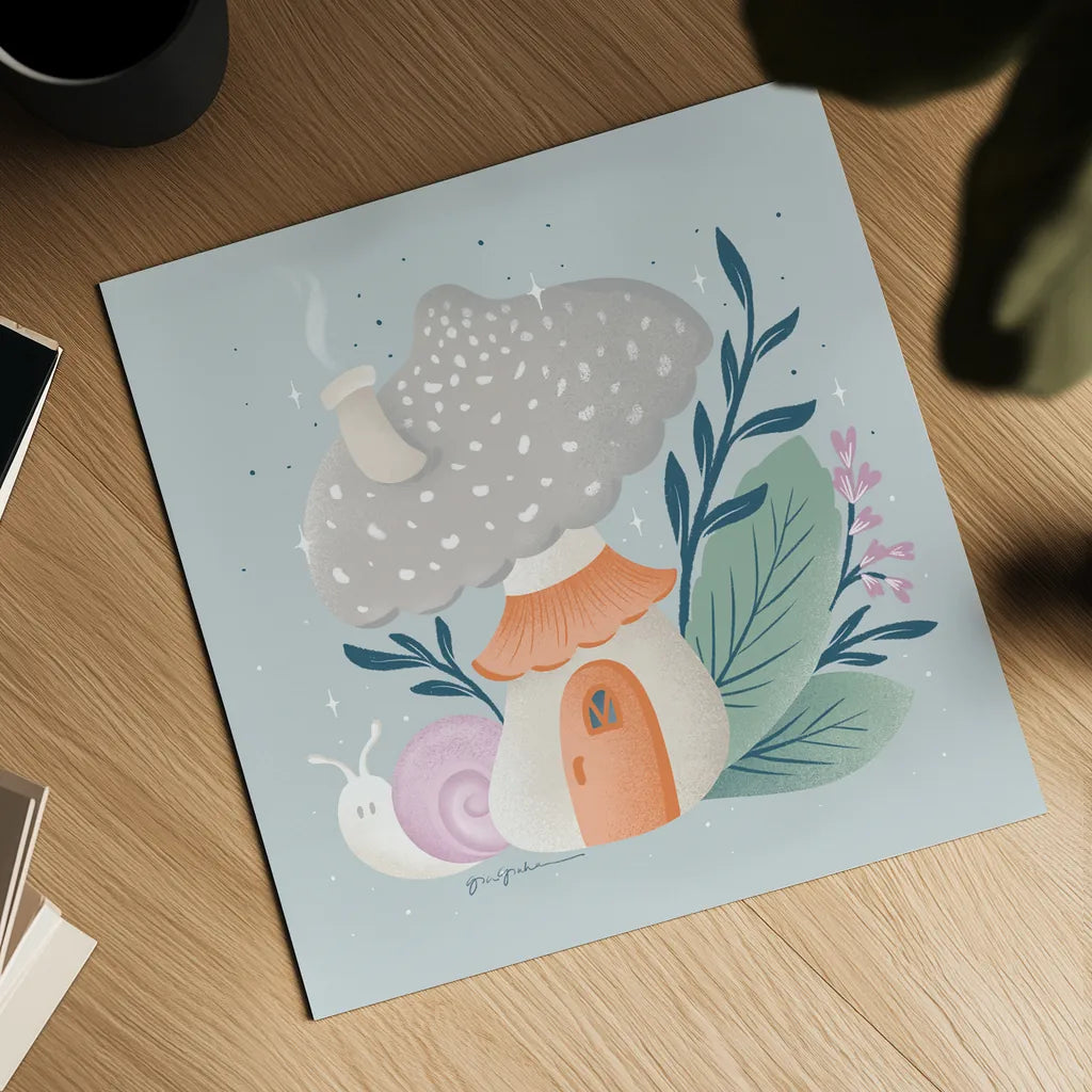 Fantastic Fungi VII by Gia Graham. Shown as a detailed flat fine art print, highlighting archival giclee quality. Available as an archival giclee rolled canvas, fine art paper, or poster print. SKU 83687a.