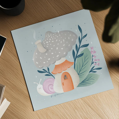 Fantastic Fungi VII by Gia Graham. Shown as a detailed flat fine art print, highlighting archival giclee quality. Available as an archival giclee rolled canvas, fine art paper, or poster print. SKU 83687a.