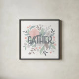 Farmhouse Floral I by Gia Graham. Shown in a sleek black glass frame for a contemporary gallery look. Available as an archival giclee rolled canvas, fine art paper, or poster print. SKU 68796a.