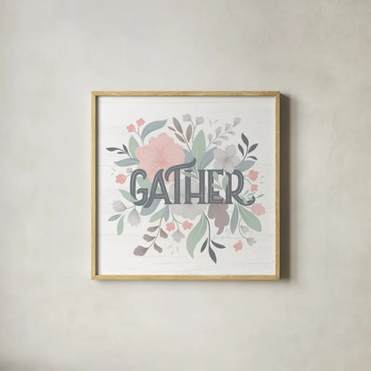 Farmhouse Floral I by Gia Graham. Shown in a natural wood glass frame for a timeless modern aesthetic. Available as an archival giclee rolled canvas, fine art paper, or poster print. SKU 68796a.