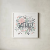 Farmhouse Floral I by Gia Graham. Shown in a crisp white glass frame for a clean and minimalist style. Available as an archival giclee rolled canvas, fine art paper, or poster print. SKU 68796a.