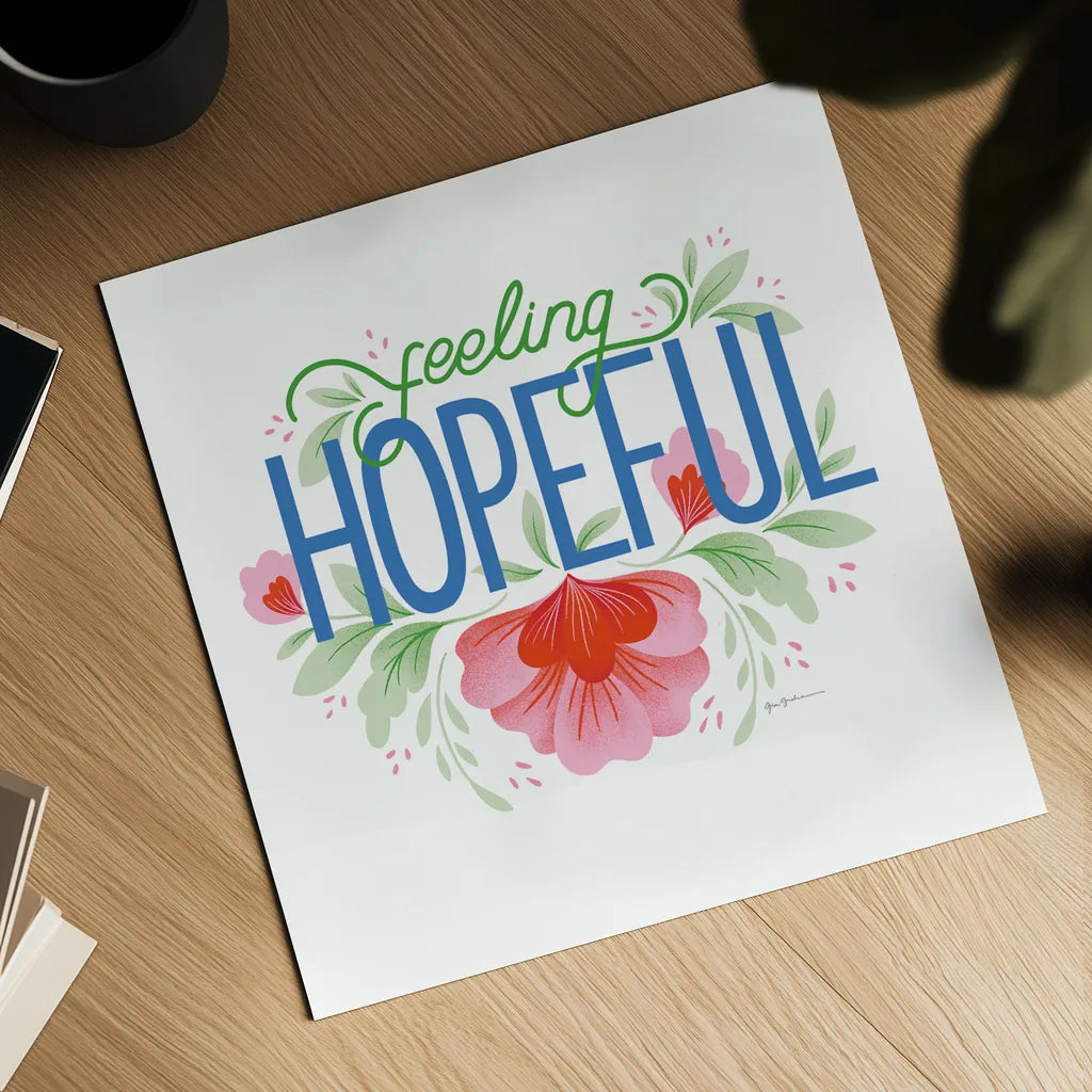 Feeling Hopeful I Bright by Gia Graham. Shown as a detailed flat fine art print, highlighting archival giclee quality. Available as an archival giclee rolled canvas, fine art paper, or poster print. SKU 79553a.