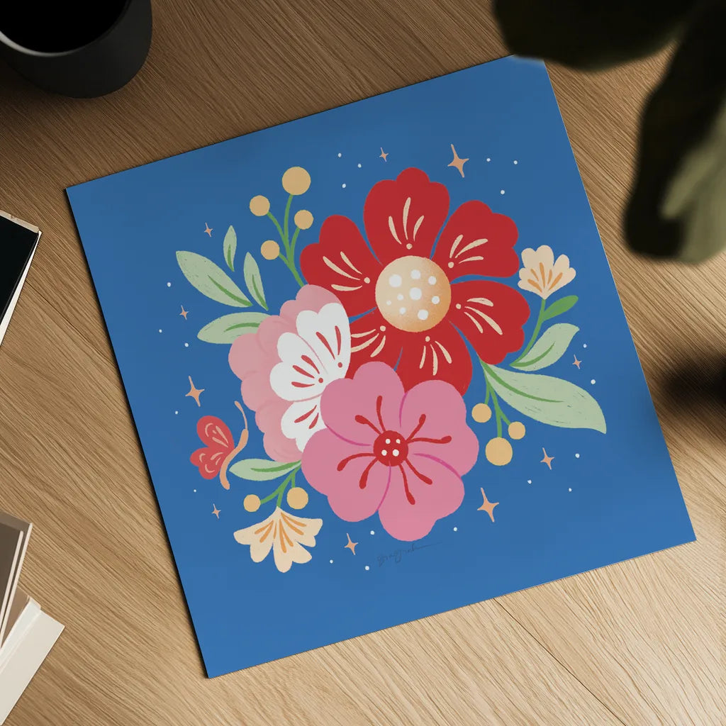 Floral Bouquet I Bright by Gia Graham. Shown as a detailed flat fine art print, highlighting archival giclee quality. Available as an archival giclee rolled canvas, fine art paper, or poster print. SKU 79550a.