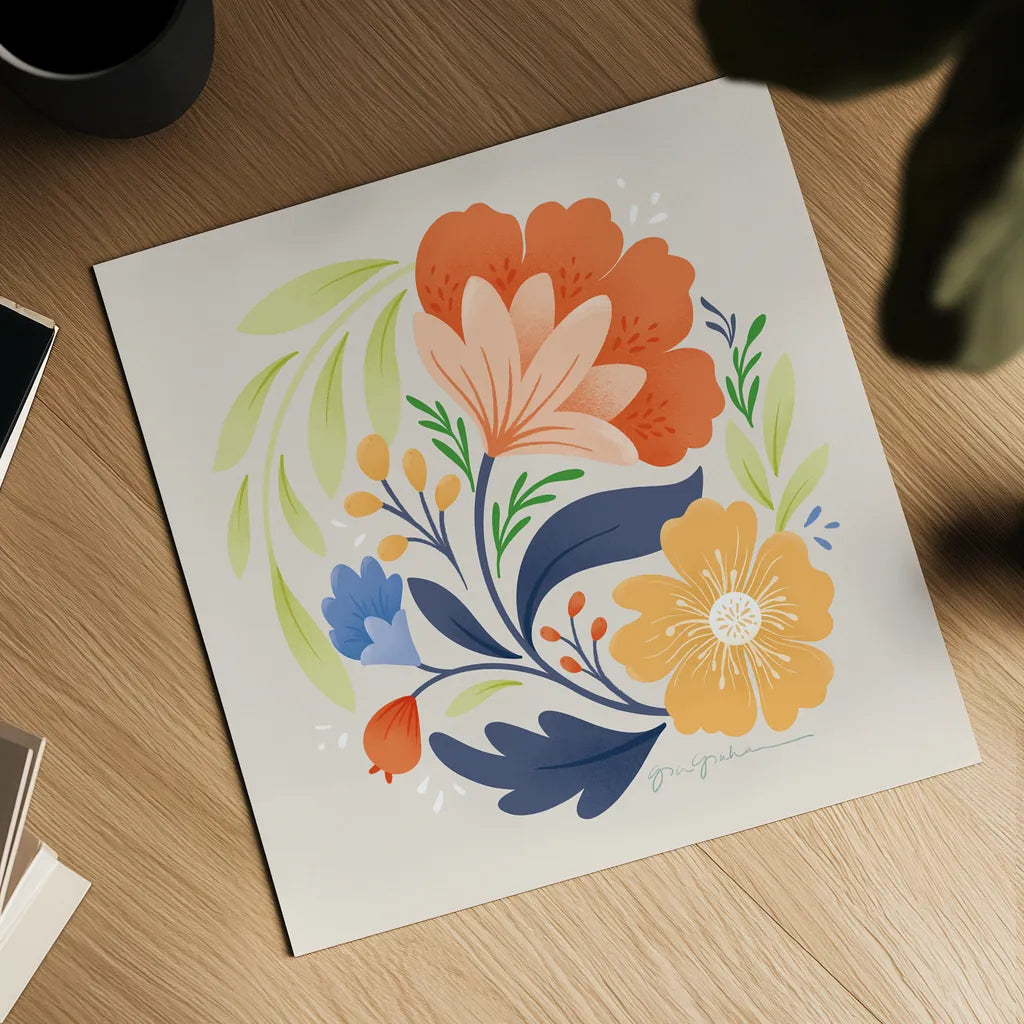 Floral Study I Bright by Gia Graham. Shown as a detailed flat fine art print, highlighting archival giclee quality. Available as an archival giclee rolled canvas, fine art paper, or poster print. SKU 79544a.