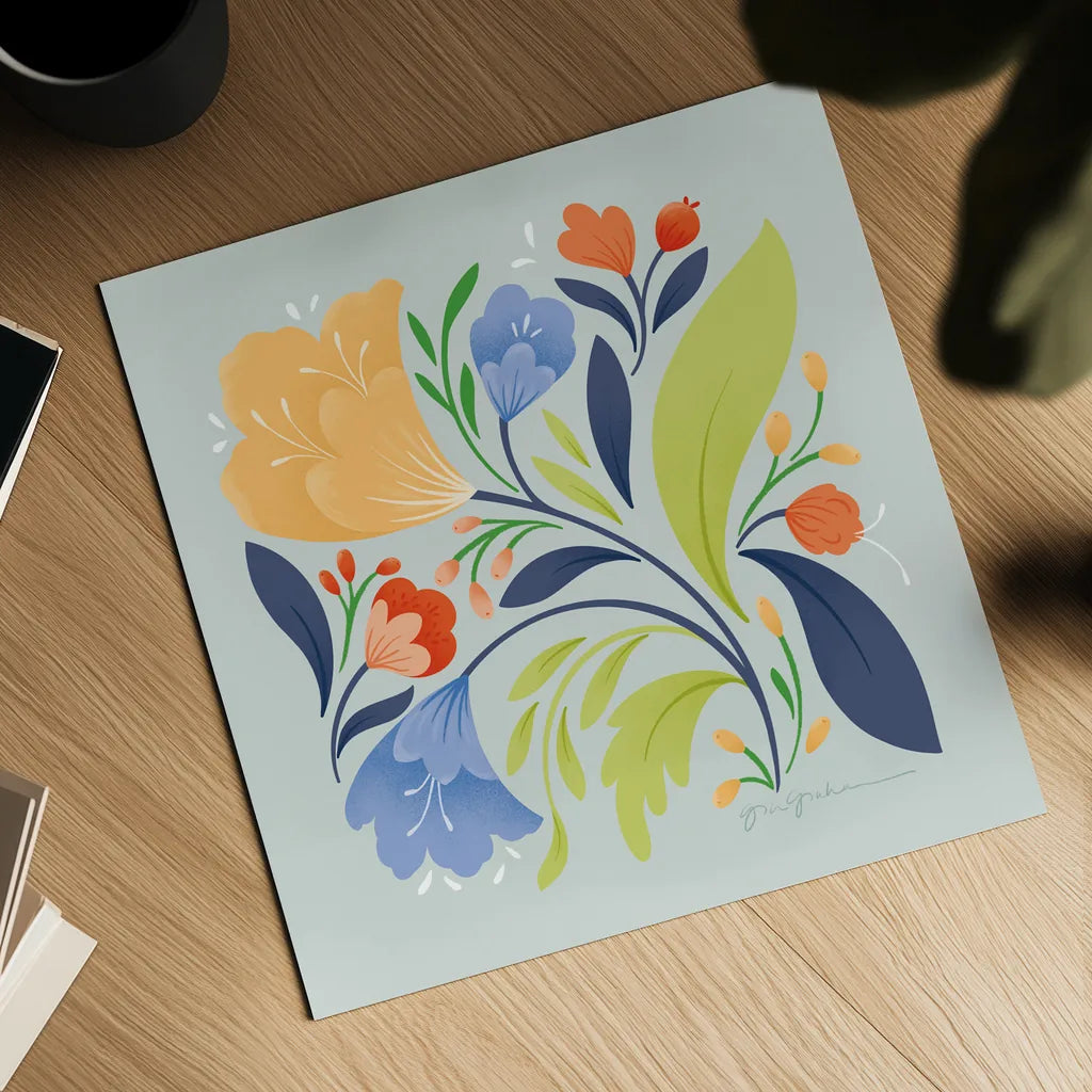 Floral Study II Bright by Gia Graham. Shown as a detailed flat fine art print, highlighting archival giclee quality. Available as an archival giclee rolled canvas, fine art paper, or poster print. SKU 79545a.