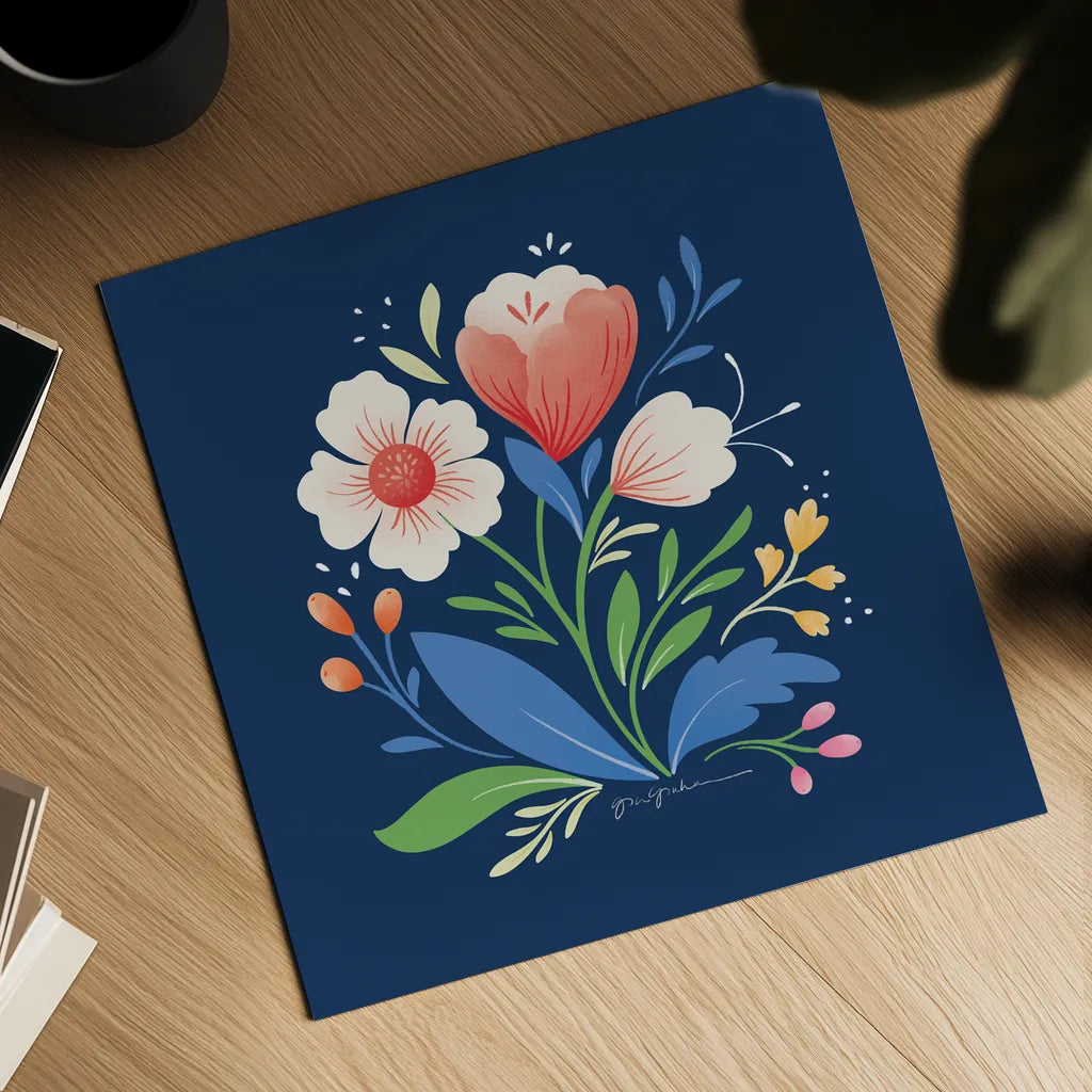 Flower Field I Bright Sq by Gia Graham. Shown as a detailed flat fine art print, highlighting archival giclee quality. Available as an archival giclee rolled canvas, fine art paper, or poster print. SKU 79541a.