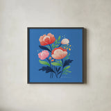 Flower Field II Bright Sq by Gia Graham. Shown in a sleek black glass frame for a contemporary gallery look. Available as an archival giclee rolled canvas, fine art paper, or poster print. SKU 79542a.