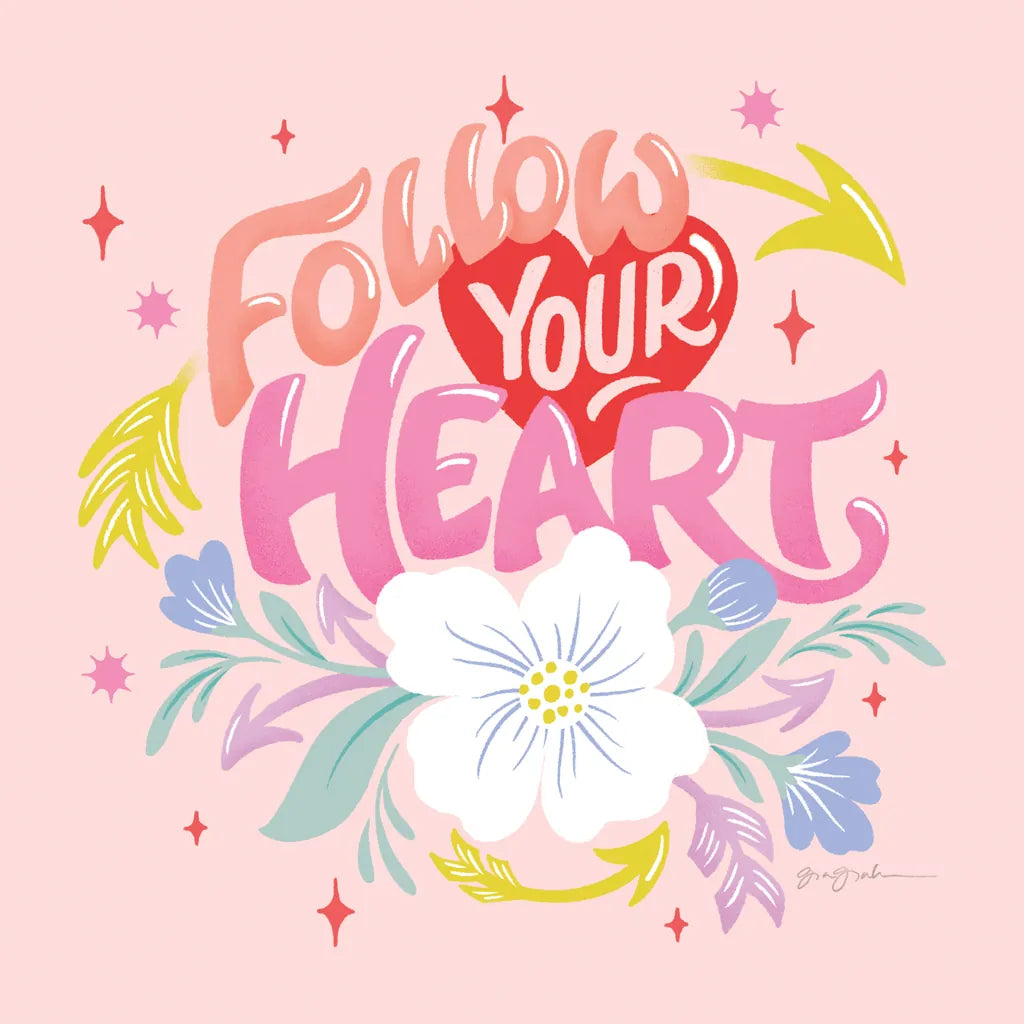 Follow Your Heart I Sq by Gia Graham. SKU 75071a. Archival Giclee Fine art print for wall decor.