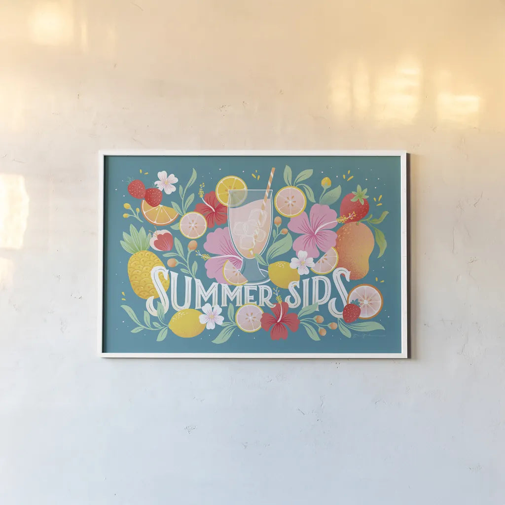 Fruit Punch I by Gia Graham. shown as a paper print in a white frame. Available as a archival giclee rolled canvas, fine art paper, or poster print. SKU 82880i.