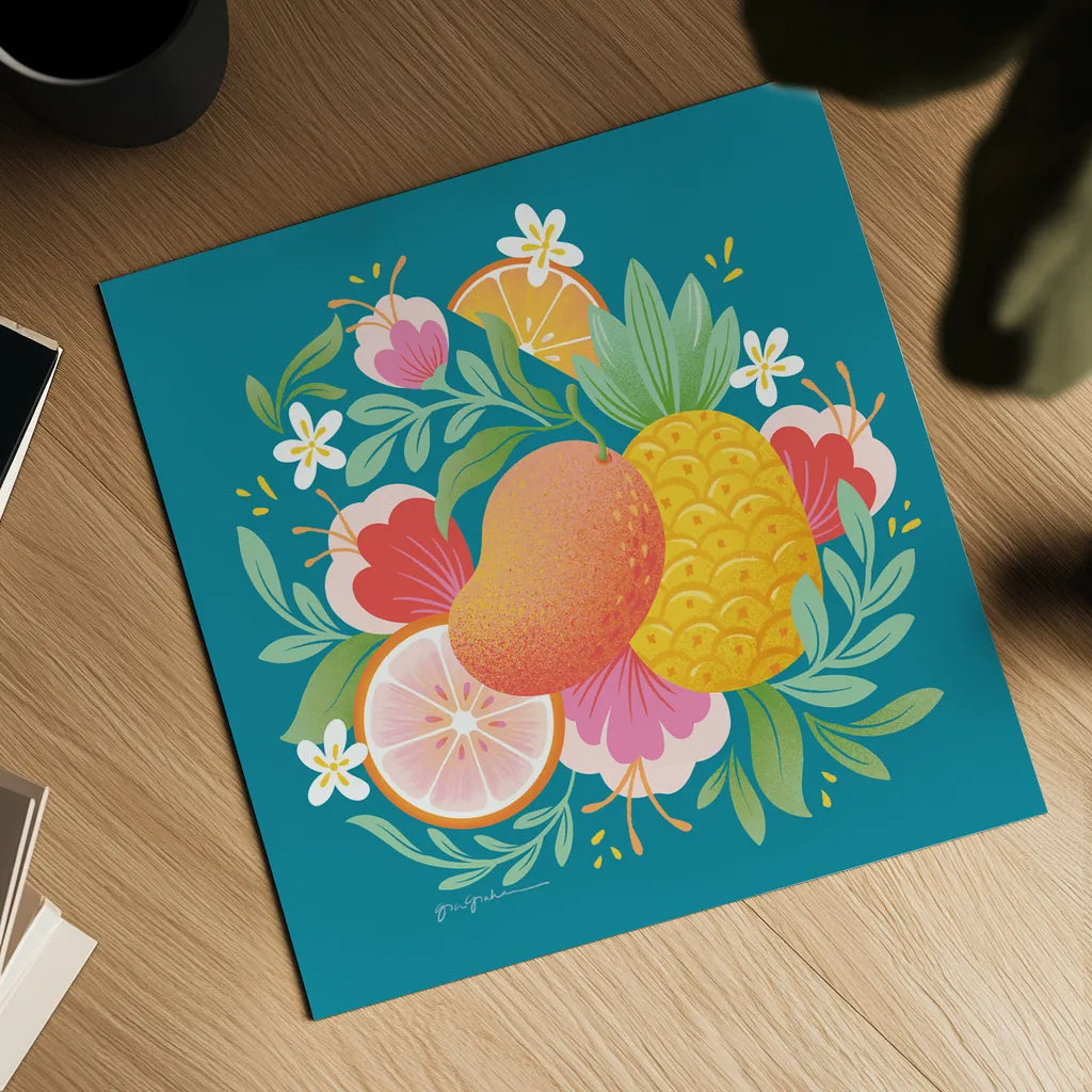 Fruit Punch II by Gia Graham. Shown as a detailed flat fine art print, highlighting archival giclee quality. Available as an archival giclee rolled canvas, fine art paper, or poster print. SKU 82881a.