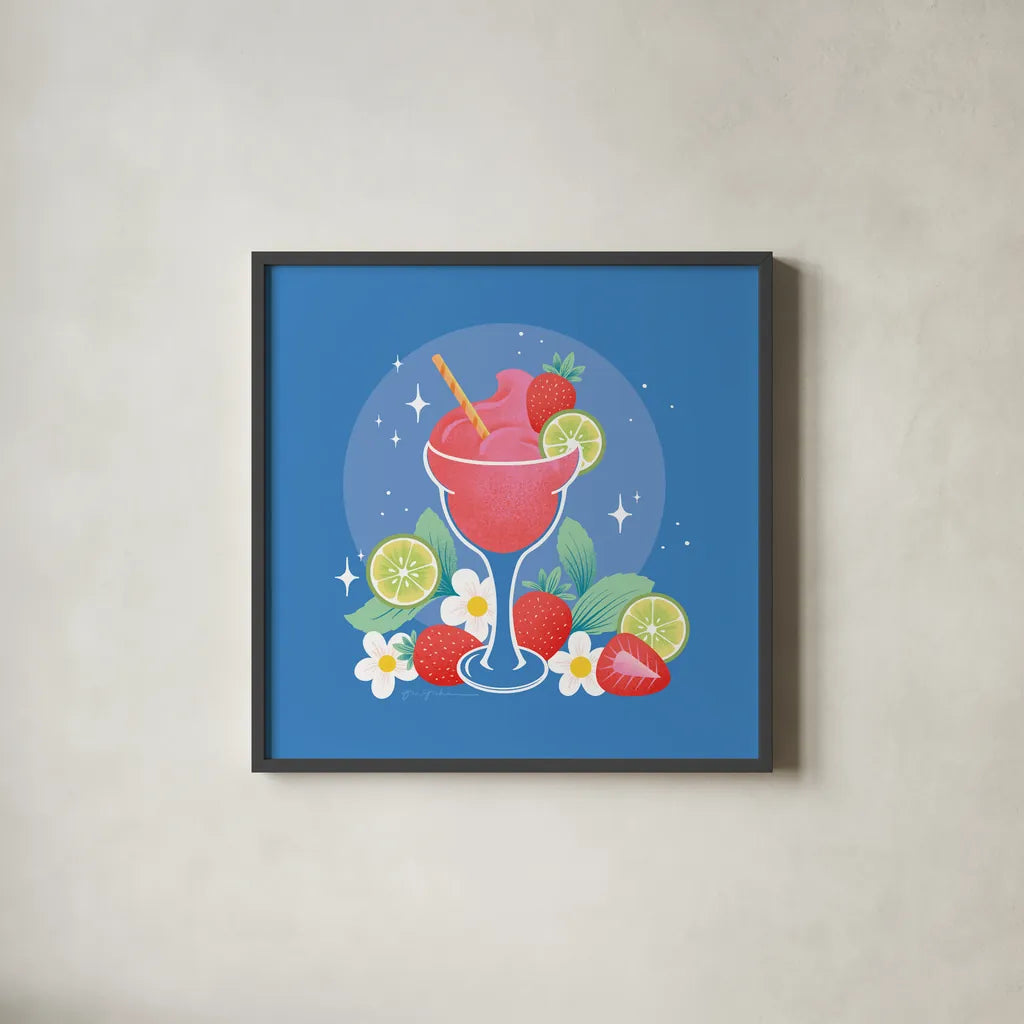 Fruit Punch VI by Gia Graham. Shown in a sleek black glass frame for a contemporary gallery look. Available as an archival giclee rolled canvas, fine art paper, or poster print. SKU 82885a.