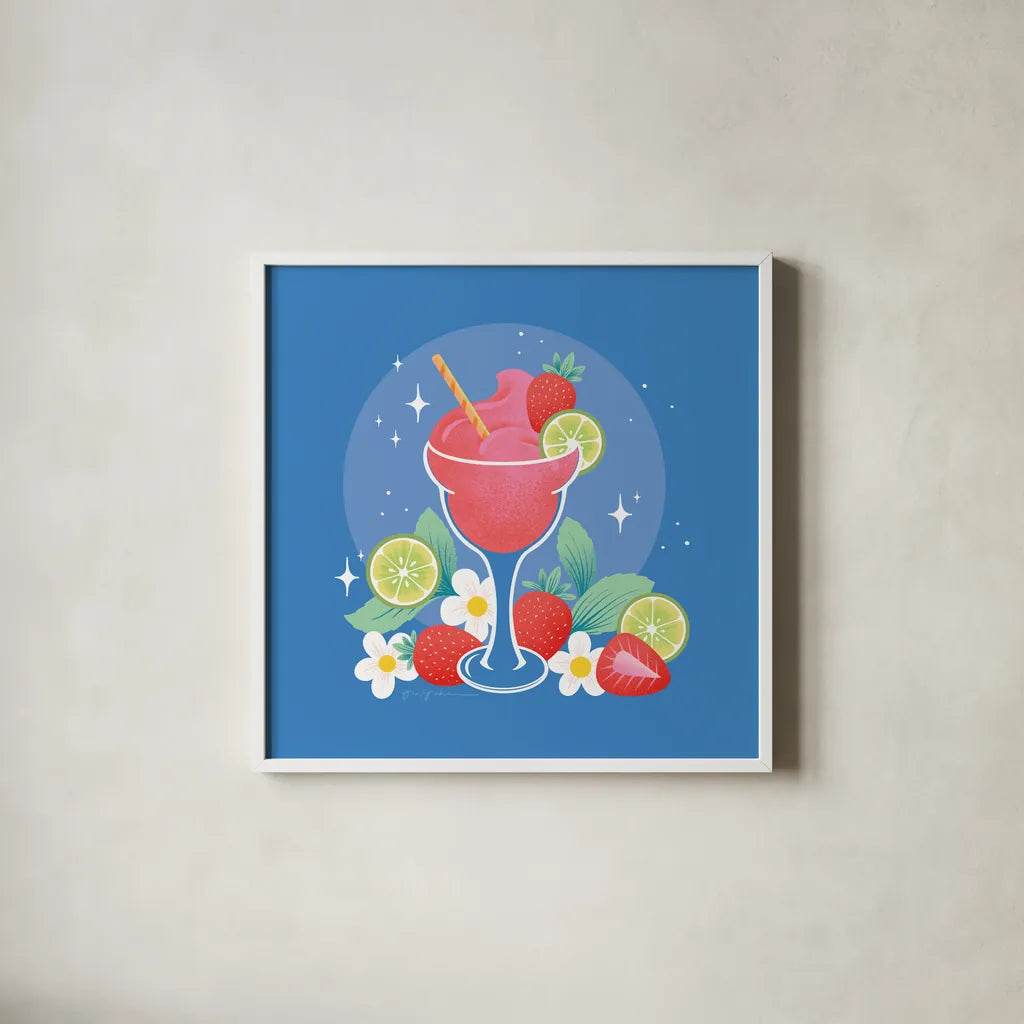 Fruit Punch VI by Gia Graham. Shown in a crisp white glass frame for a clean and minimalist style. Available as an archival giclee rolled canvas, fine art paper, or poster print. SKU 82885a.