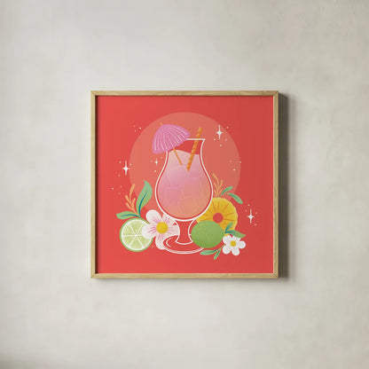 Fruit Punch VII by Gia Graham. Shown in a natural wood glass frame for a timeless modern aesthetic. Available as an archival giclee rolled canvas, fine art paper, or poster print. SKU 82886a.